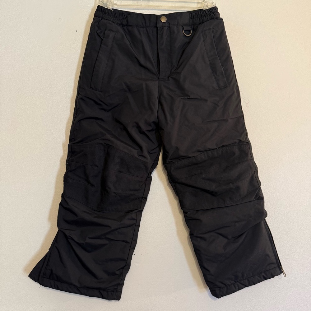 Lands' End Kids Grow-a-Long Snow Board Ski Pants Reinforced Knee Black Size 7